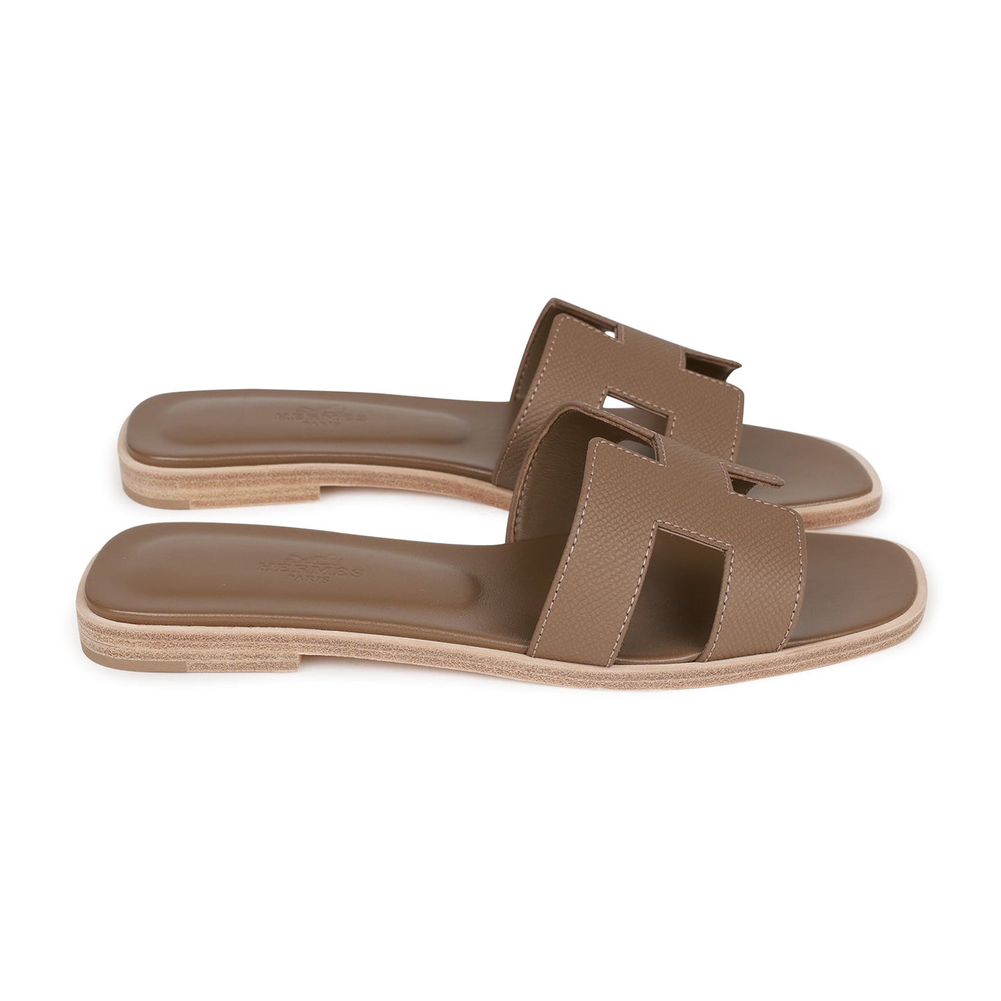 Hermes Oran Sandals Etoupe Epsom 36.5