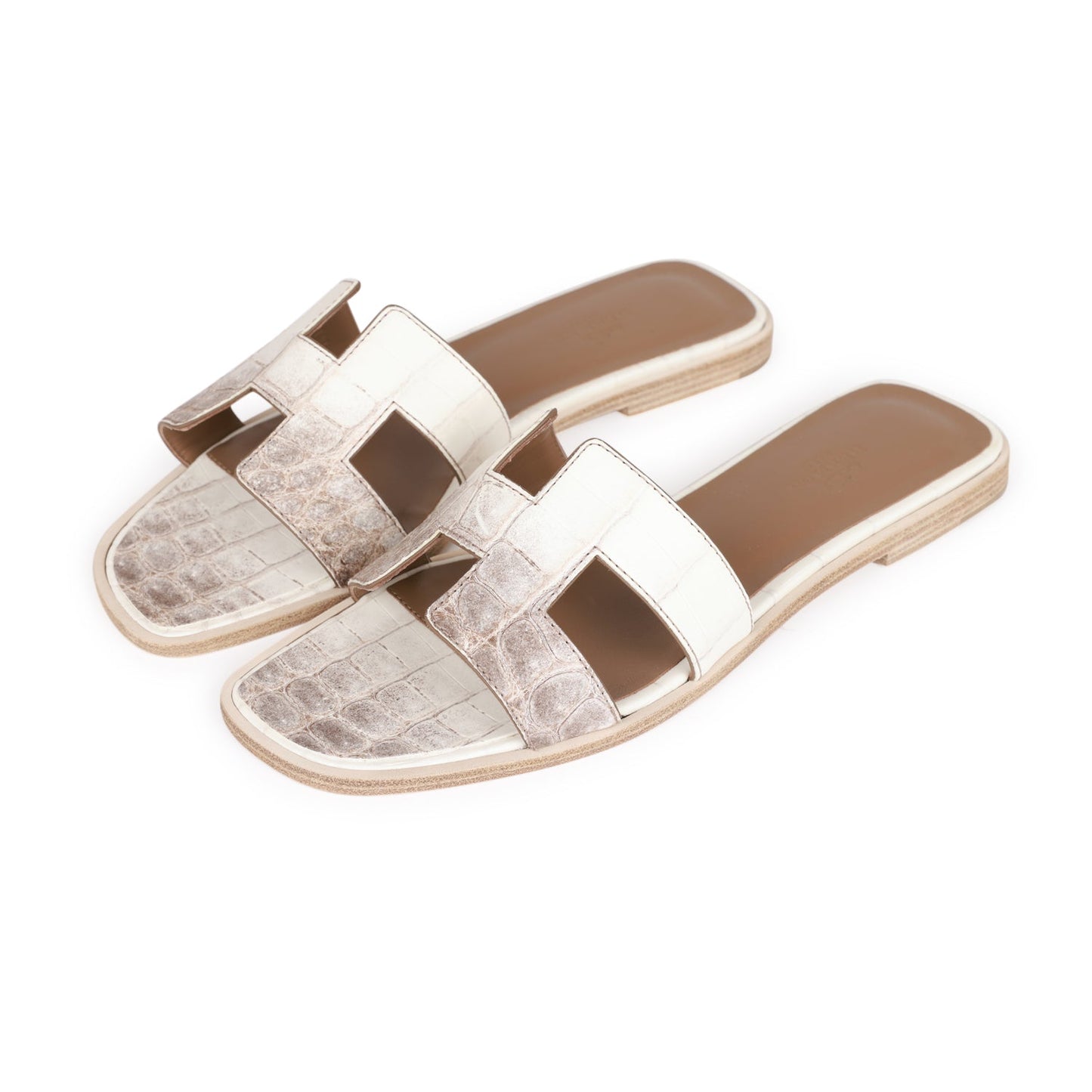 Hermes Oran Sandals Himalaya Niloticus Crocodile 38.5