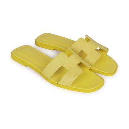 Hermes Oran Sandals Lime Epsom 38