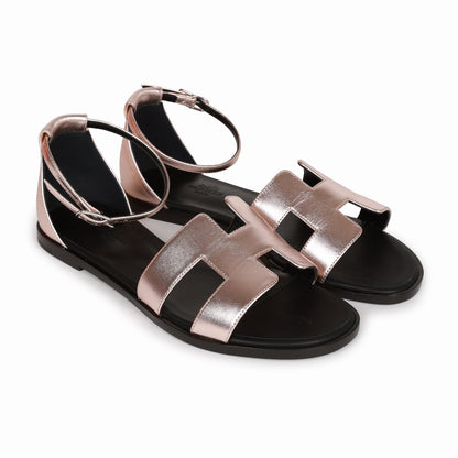 Hermes Santorini Sandals Metallic Pink 37