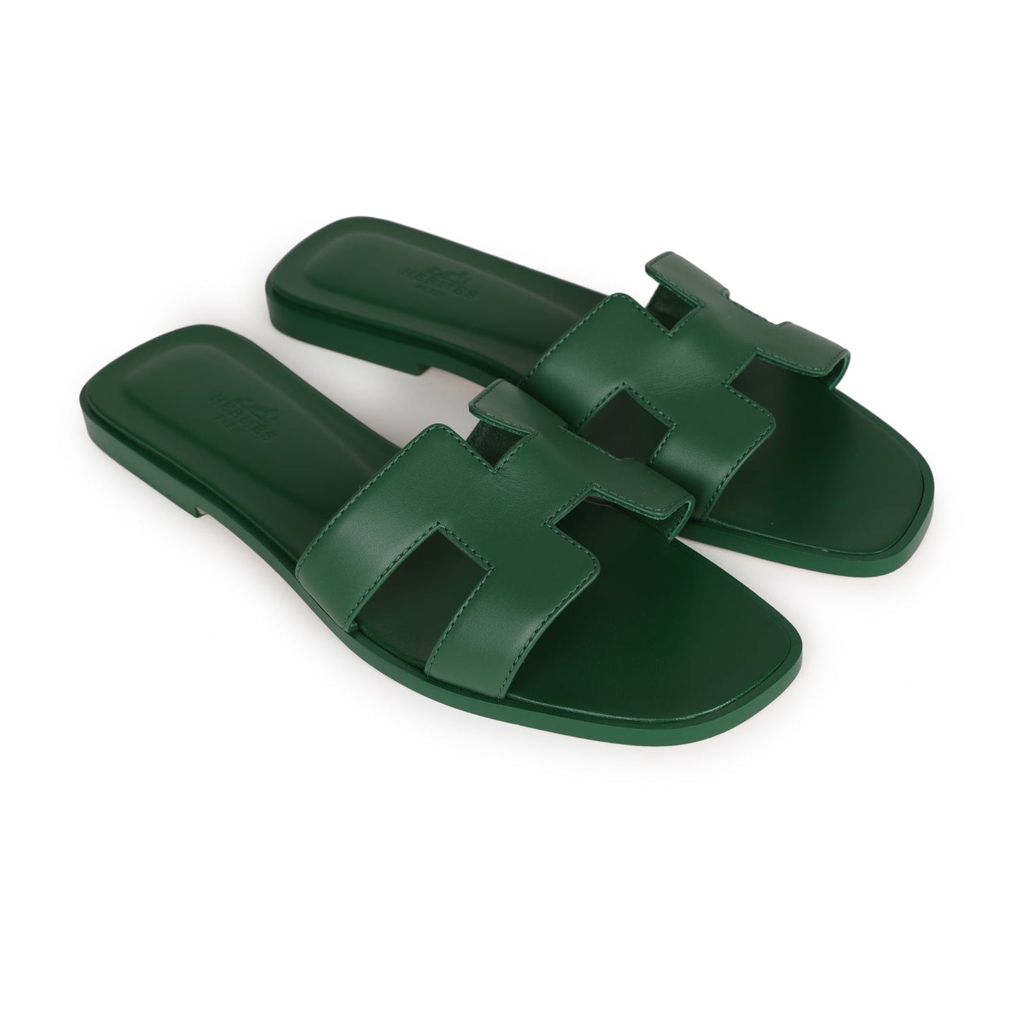 Hermes Oran Sandal Vert Electrique Calfskin 38 EU