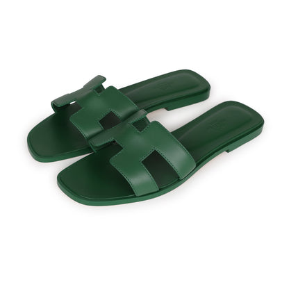 Hermes Oran Sandal Vert Electrique Calfskin 38 EU