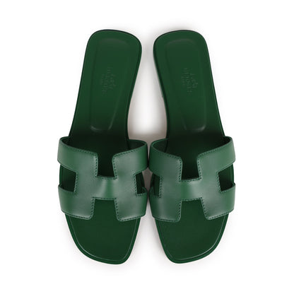 Hermes Oran Sandal Vert Electrique Calfskin 38 EU