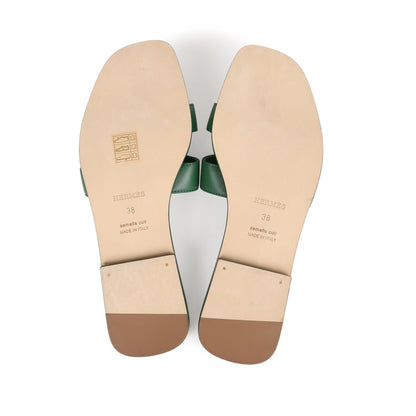 Hermes Oran Sandal Vert Electrique Calfskin 38 EU