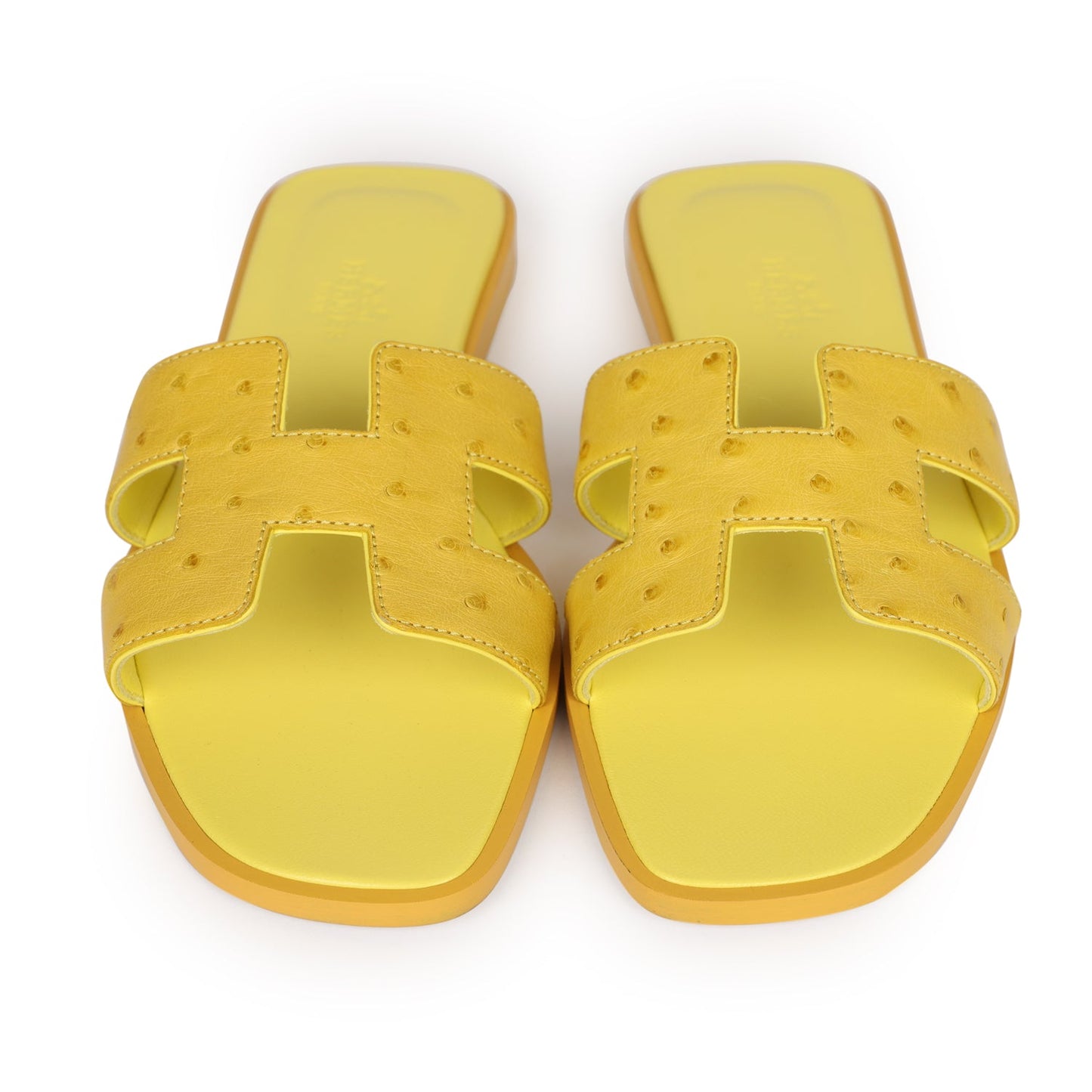 Hermes Oran Sandals Jaune Curcuma Ostrich 37