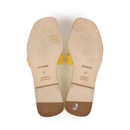 Hermes Oran Sandals Jaune Curcuma Ostrich 37