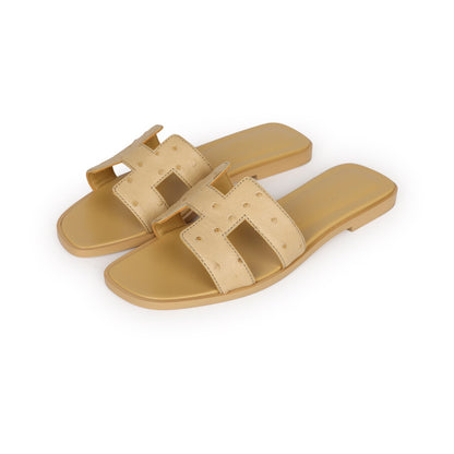 Hermes Oran Sandals Beige Crin Ostrich 37