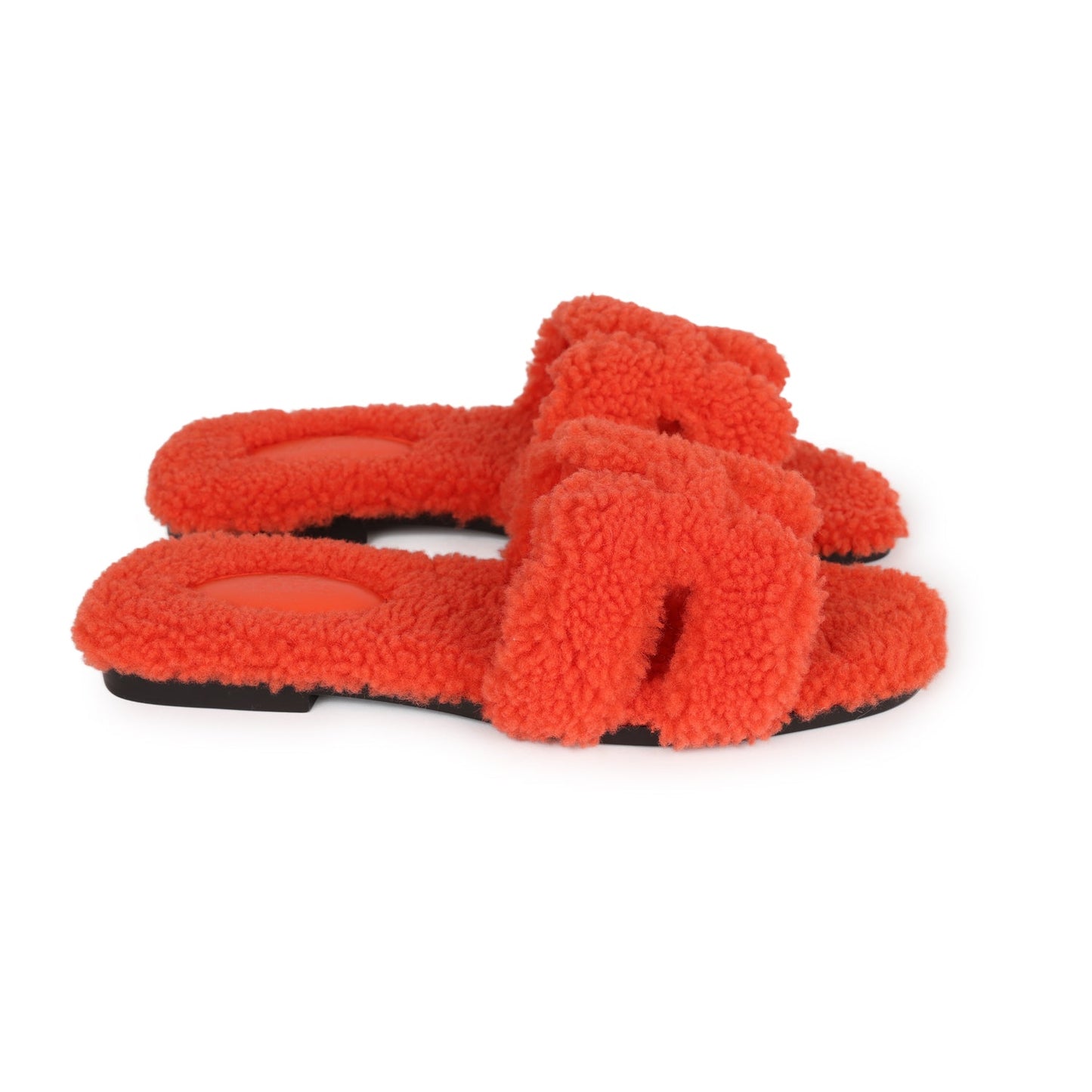 Hermes Oran Sandal Orange Shearling 37