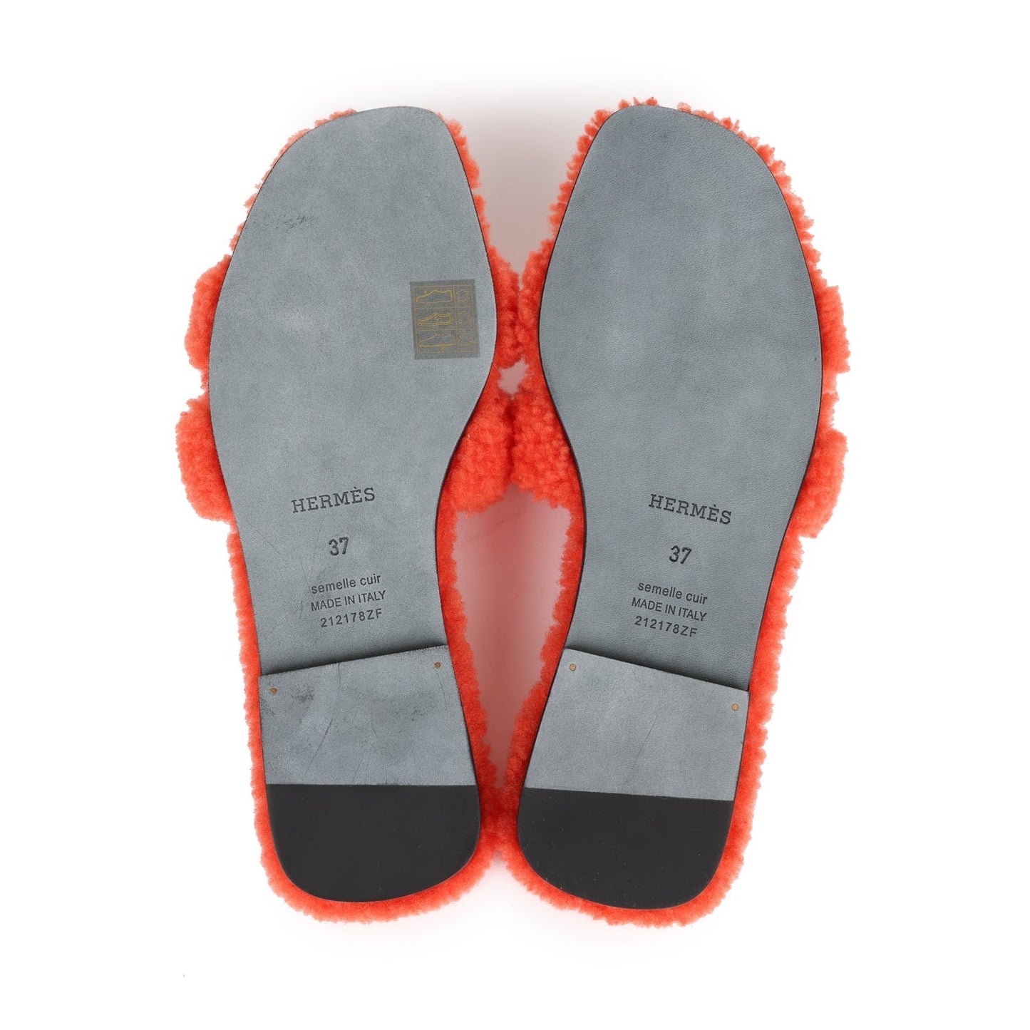 Hermes Oran Sandal Orange Shearling 37