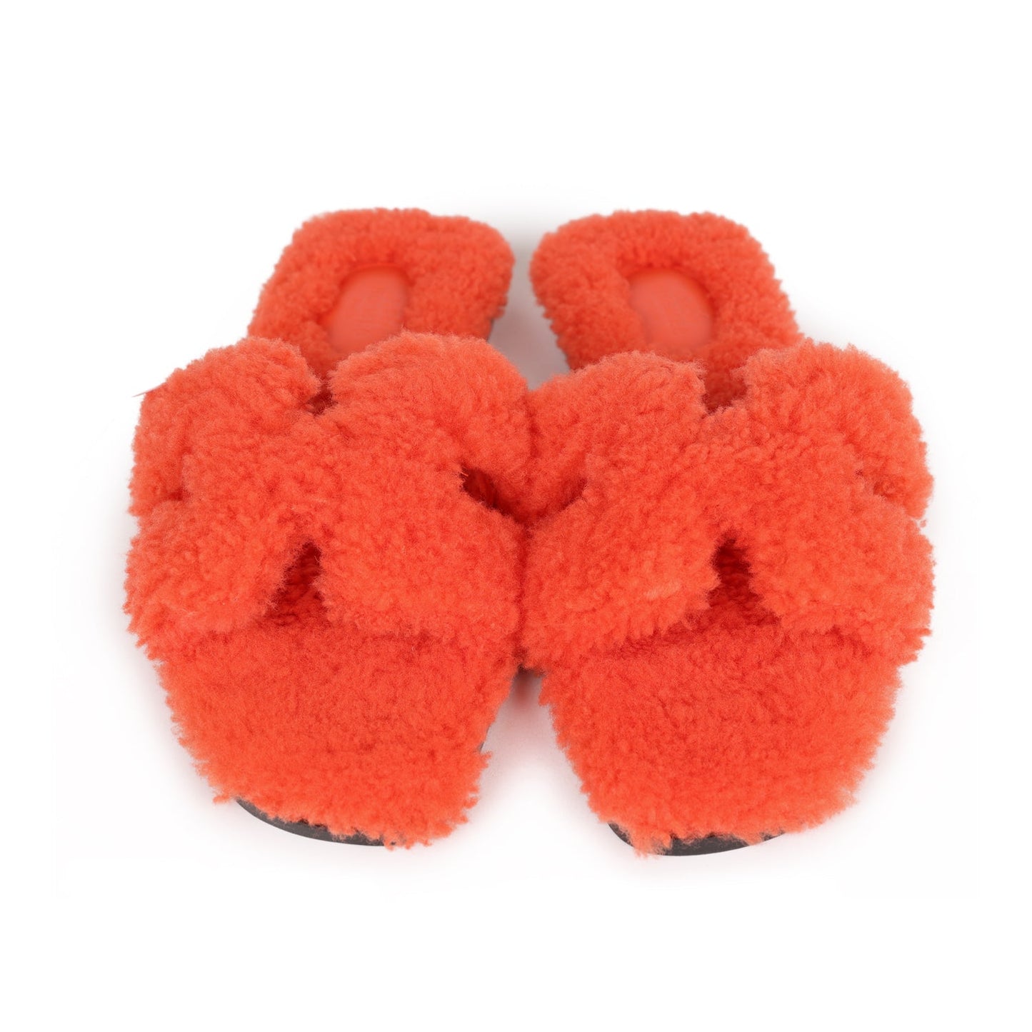 Hermes Oran Sandal Orange Shearling 38