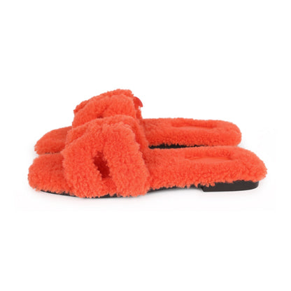 Hermes Oran Sandal Orange Shearling 38