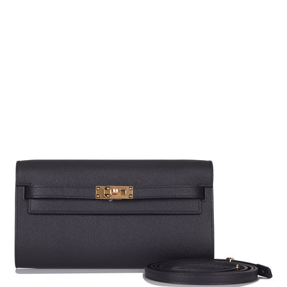 Hermes Kelly Wallet To Go Black Epsom Gold Hardware