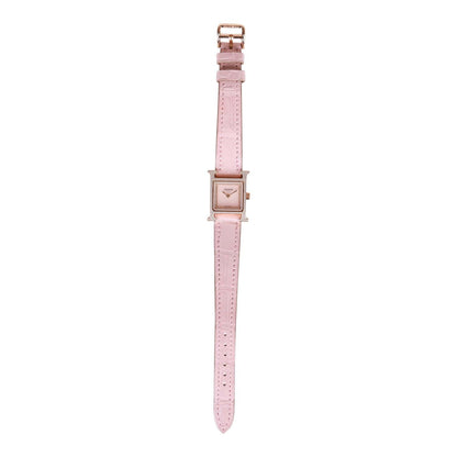 Hermes Rose Pale and Rose Opal Matte Alligator Heure H XS Diamond Watch