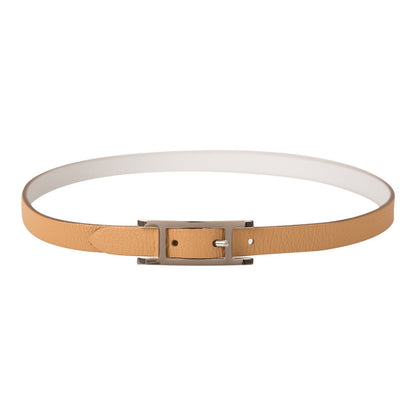 Hermes Beige/White Leather Behapi Double Tour Bracelet Small