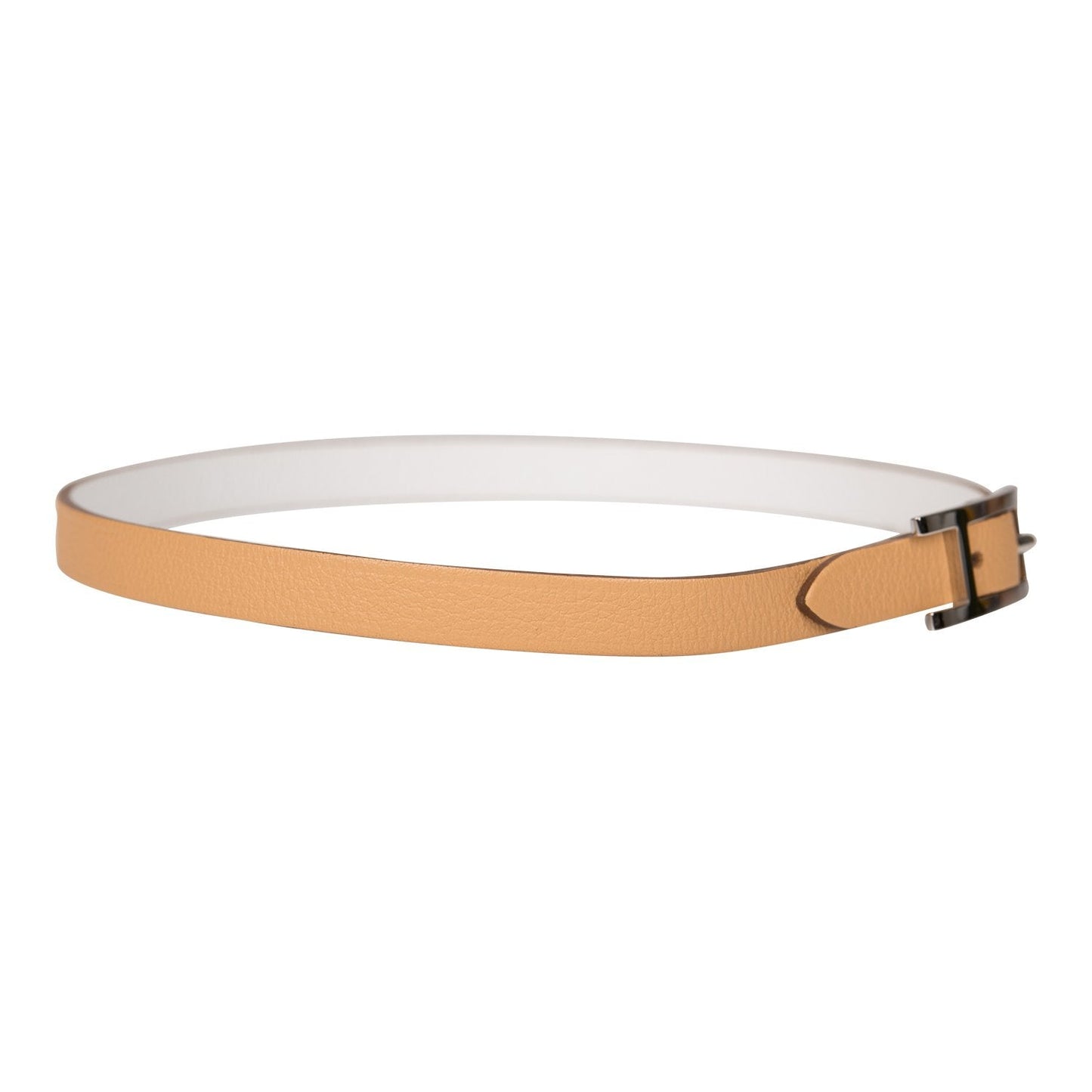 Hermes Beige/White Leather Behapi Double Tour Bracelet Small