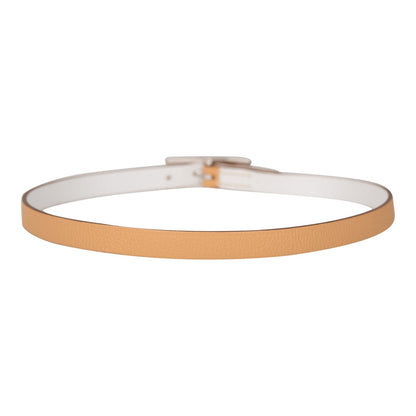 Hermes Beige/White Leather Behapi Double Tour Bracelet Small