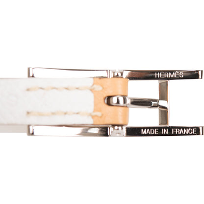 Hermes Beige/White Leather Behapi Double Tour Bracelet Small