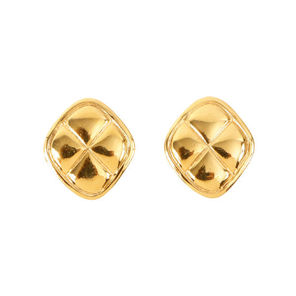 Chanel Diamond Matelasse Stitch Motif Earrings