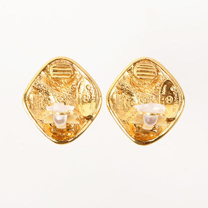 Chanel Diamond Matelasse Stitch Motif Earrings