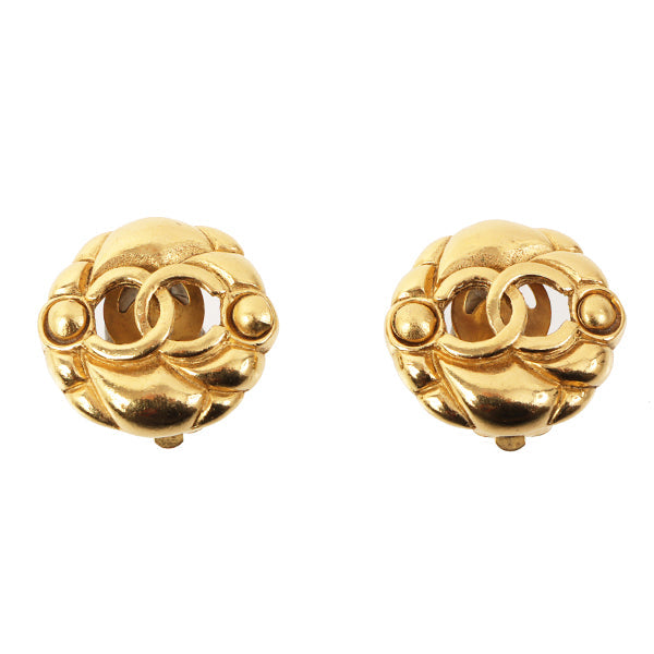 Chanel 1988 Made Round Cutout Cc Mark Earrings