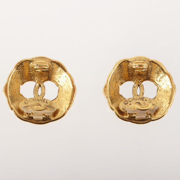 Chanel 1988 Made Round Cutout Cc Mark Earrings