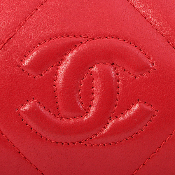 Chanel Around 1985~1990 Made Cc Mark Stitch Fringe Mini Chain Bag Red