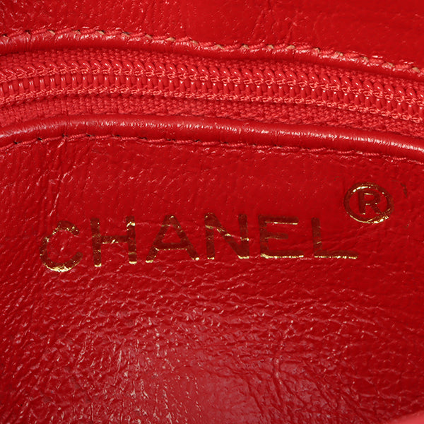 Chanel Around 1985~1990 Made Cc Mark Stitch Fringe Mini Chain Bag Red