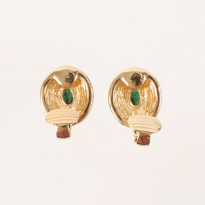 DIOR Rhinestone Earrings Green