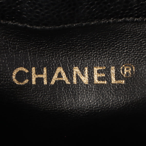 Chanel Around 1995 Made Caviar Skin 6 Cc Mark Plate Drawstring Shoulder Bag Mini Black