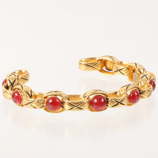 Chanel 1988 Made Gripoix Bijoux Chain Bangle Red