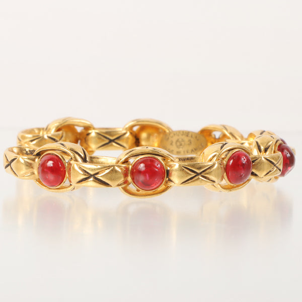 Chanel 1988 Made Gripoix Bijoux Chain Bangle Red