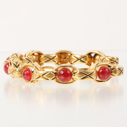 Chanel 1988 Made Gripoix Bijoux Chain Bangle Red