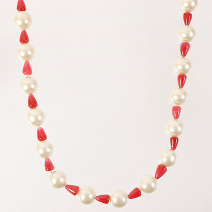 CHANEL Pearl Long Necklace White/Pink