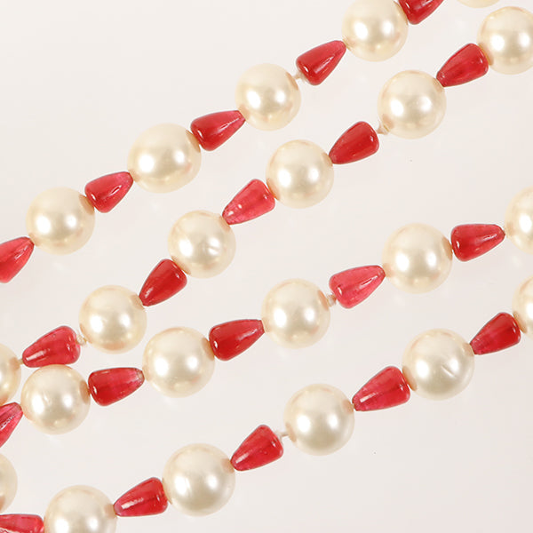 CHANEL Pearl Long Necklace White/Pink