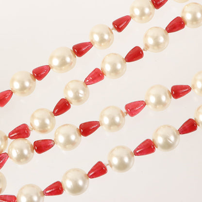 CHANEL Pearl Long Necklace White/Pink