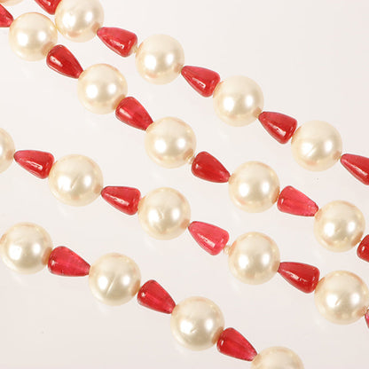 CHANEL Pearl Long Necklace White/Pink