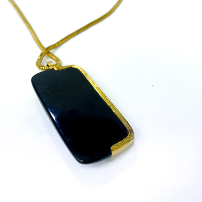 GIVENCHY Vintage Gold Plated Modernist Pendant Necklace 1970s