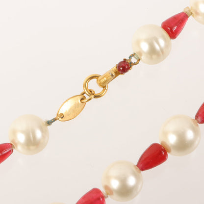 CHANEL Pearl Long Necklace White/Pink