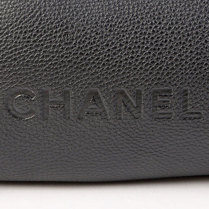 Chanel Around 2003 Made Logo Embossed Fringe Handle Bag Black