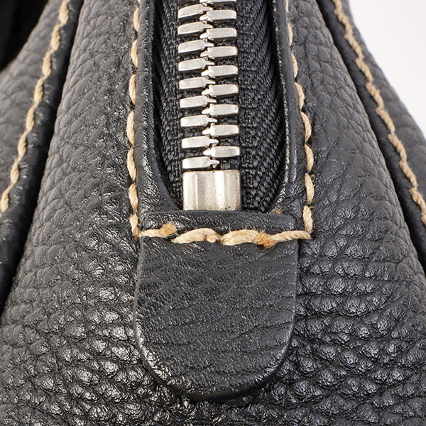 Chanel Around 2003 Made Logo Embossed Fringe Handle Bag Black