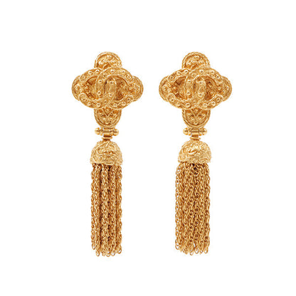 CHANEL Made Cc Mark Dotted Fringe Swing Earrings