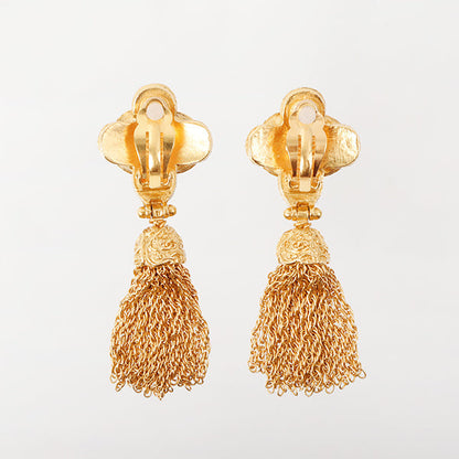 CHANEL Made Cc Mark Dotted Fringe Swing Earrings