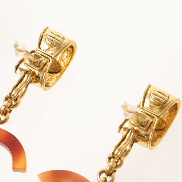 Chanel 1994 Made Tortoiseshell Cc Mark Swing Earrings Brown