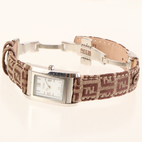 FENDI Ff Pattern Classico Watch Silver/Brown