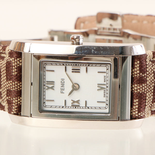 FENDI Ff Pattern Classico Watch Silver/Brown