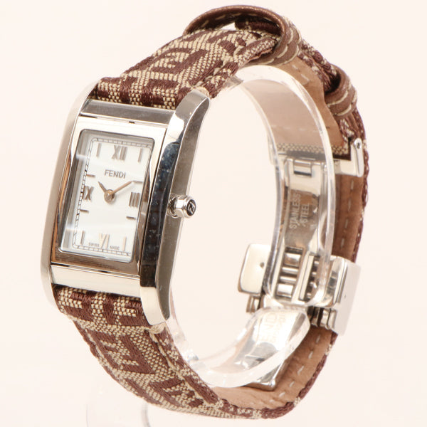 FENDI Ff Pattern Classico Watch Silver/Brown