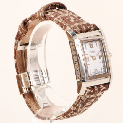 FENDI Ff Pattern Classico Watch Silver/Brown