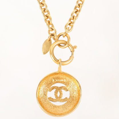 CHANEL Round Cutout Cc Mark Necklace