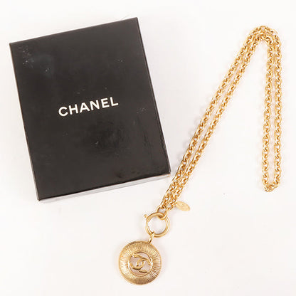 CHANEL Round Cutout Cc Mark Necklace