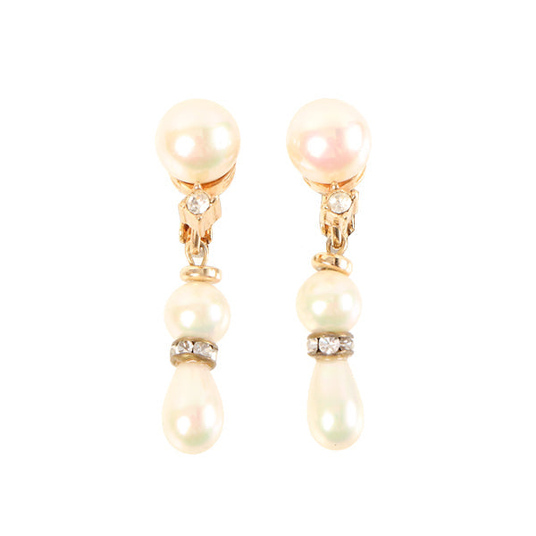 DIOR Rhinestone Pearl Swing Earrings